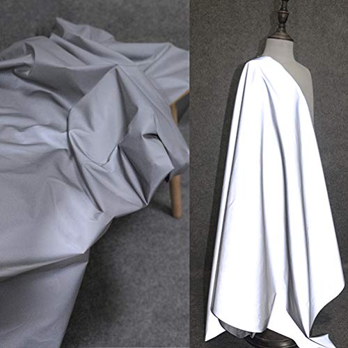 CHZIMADE Material Stoff zum Nähen Meterware - Nachtsicht Reflektierender Sicherheitswarnstoff Leuchtender Silberner Blitz Leuchtender Regenmantelstoff, 50 * 140cm