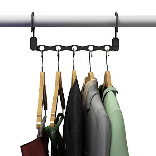 Everyday Home Saving Closet Space Savers Organizer-Vertical Or Horizontal Multi Hanger For Shirts, Pants, Coats By Lavish Home (10 Pack), (L) 8.3” X (H) 3.5 (L) 15”, Black #TOP2