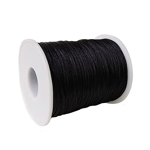 Tilengy 1.5 mm x 110 Yards Nylon Satin Cord Beading Braided Thread String for Chinese Knotting Rattail Macrame Pendant Friendship Bracelets Necklaces Jewelry Making (Black) - Thumbnail 2
