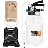 GOOACC Transmission Fluid Pump Kit 10L Automotive Pneumatic Oil Fluid Extractor ATF Refill Dispenser Transfer Pump with 15 ATF Filler Adapters 2.6 Gal 2 Way Vacuum Fluid Evacuator Oil Change Tool Set