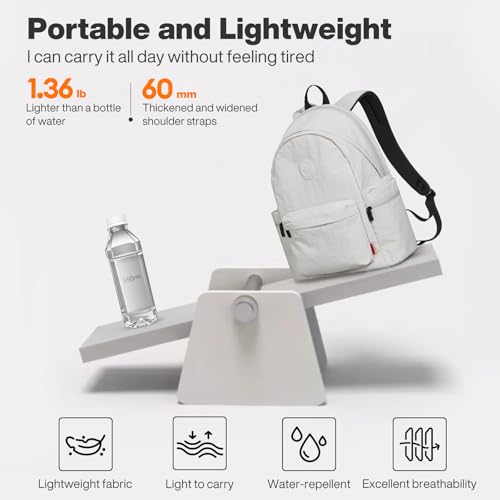 mixi Outdoor Lightweight Backpack Casual Carry On Laptop Backpack Travel Bookbag for Women Men, Water Resistant Durable Hiking Bag for Camping Weekender Sports College Work, 17 Inch, Light Gray by mixi - Used condition - Image 3