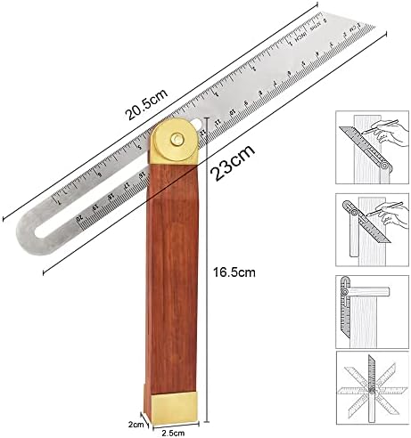 Adjustable Carpentry Square Bevel Gauge Sliding Bevel 9 Inch Hardwood Handle Stainless Steel Blade Ruler T Bevel Angle Finder Craft Bevel Tool for Craftsman Carpenter Architect Engineer Woodworking
