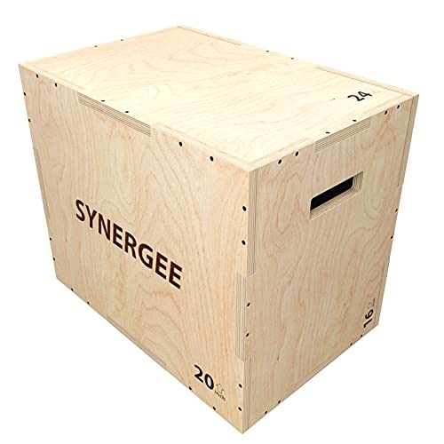 Synergee 3 In 1 Wood Plyometric Box For Jump Training And Conditioning. Wooden Plyo Box All In One Jump Trainer. Size - 24/20/16 #TOP13