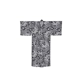 [Aoasious] ザ・ポリエステル浴衣 メンズ 浴衣 洗える 清潔 さらっと快適 シワになりにくい (L,鶴 黒×灰)