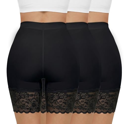 Image of ZENUTA 3pcs Lace Slip Shorts for Under Dresses Women, Anti Chafing Shorts Women, Bloomers Boyshorts Panties Lace leggings