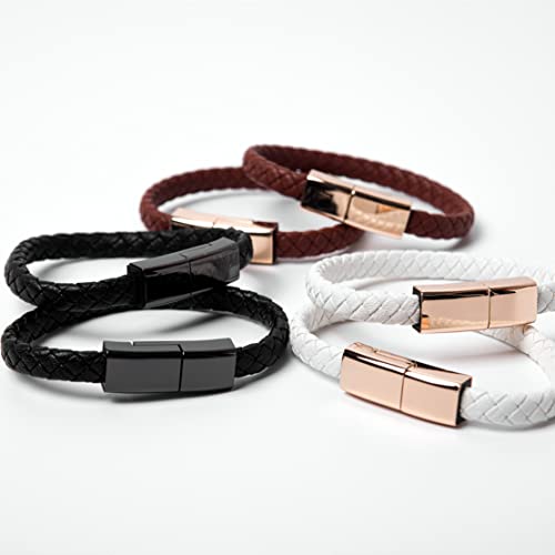 Leather Bracelet Charger USB Charging Cable Braided Cords USB Portable Data Transfer Cable for Smart Phone Smart Device(7.9