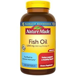 Nature Made Fish Oil Omega 3 Supplements, 1200 mg Softgels, Omega 3 Fish Oil for Healthy Heart Support, 230 Softgels, 115 Day Supply