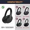 SOULWIT Lambskin Replacement Earpads for Sony WH-1000XM4 (WH1000XM4) Headphones, Ear Pads Cushions with Noise Isolation Foam, Added Thickness, Without Affecting Sensor - Brilliant Black #1