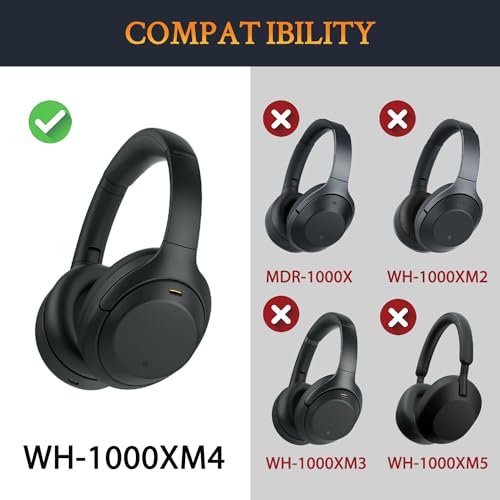 Image of SOULWIT Replacement Headband Pad Kit for Sony WH-1000XM4 (WH1000XM4) Headphones, Easy DIY Installation (Black)