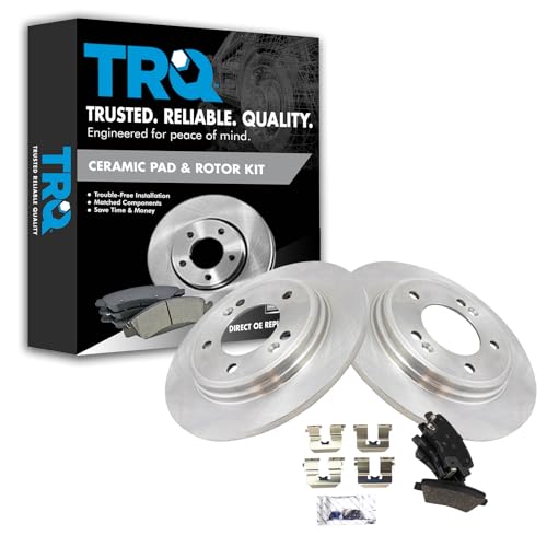 Image of TRQ Rear Brake Pad and Rotor Set Ceramic Solid Rotors | For 2017-2020 Hyundai Elantra 2017-2021 Ioniq 2017-2019 Kia Niro