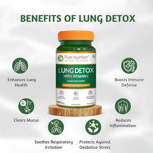 Image of Pure Nutrition Lungs Detox for Smokers | Lung Detox Supplement Combo Pack - Lung Detox Effervescent Tablets 20 (Lemon Flavors) + Lung Detox Tablets 60 Capsules With NAC, Vitamin C & Grape Seed Extract | Supports Respiratory Health, Immunity & Lungs Cleaner