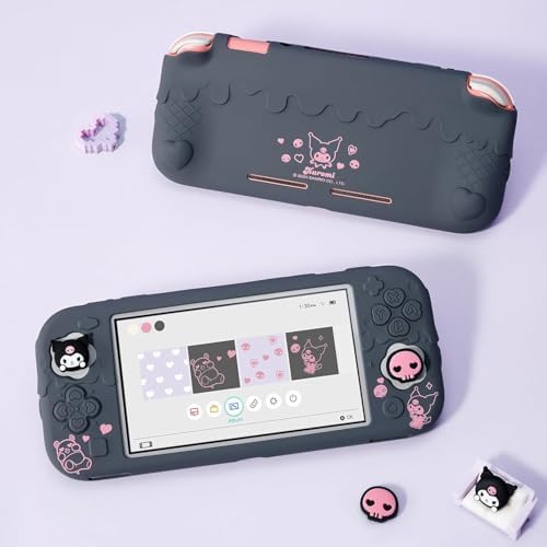 Kuitmor Switch Lite Protective Case,Soft Silicone Protective Shell,Anti-Scratch Protective Cover Case for Switch Lite with 2 Thumb Grip Caps（Purple Kuromi） — view 6