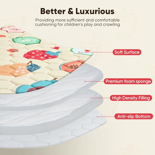 Miereirl Baby Play Mat 50x50 inch Play Mat for Playpen Thicken Soft Baby Crawling Mats for Floor Extra Large Non-Slip Baby Crawling Mat for Babies Toddlers Tummy Time Indoor&Outdoor Yellow Plant