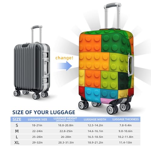 Colorful Building Blocks Travel Luggage Covers - Elasticity Suitcase Covers Protector for Luggage 18-32 Inch2