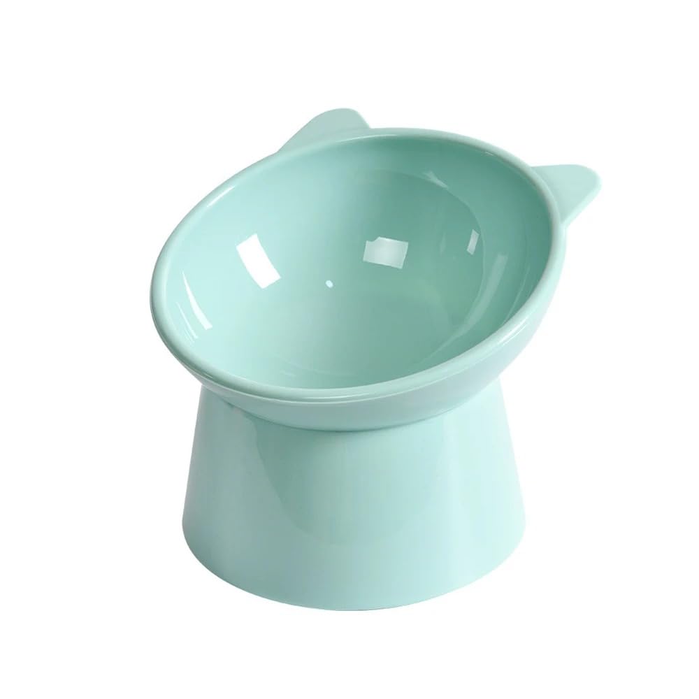 Pawtastic elevated bowl for wet cat food dry water raised tilted elevated protect spine and whisker fatigue (Green)