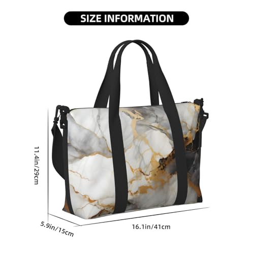Travel Duffle Bag White Grey Marble Weekender Overnight Bags Luggage Bag for Women Men Waterproof Sports Gym Bag Hand Bag with Shoulder Strap4