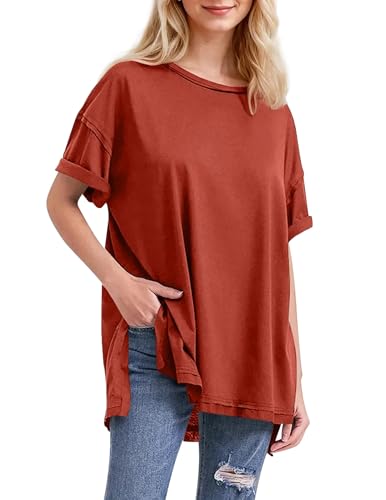 Women Oversized T-Shirt Crew Neck Loose Fit Short Sleeve Tops Summer Casual Blouse Y2K 2025 Basic Top Tees