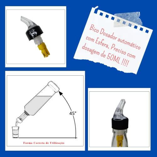 Bico Dosador Para Garrafas 50 Ml Bebidas Biqueira Garrafa Bar Bartender, Vinho, Vodka, Whisky