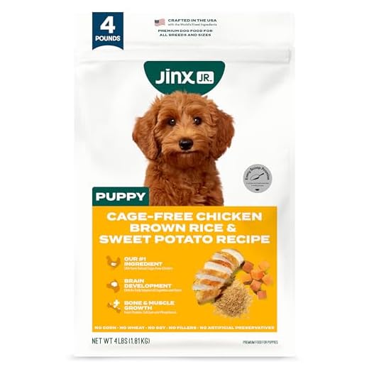Jinx Premium Dry Dog Food, Puppy - Real Chicken, Brown Rice & Sweet Potato Kibble for Puppies with DHA, Protein & Calcium for Brain Health - Probiotics for Digestive Support - No Fillers - 4lb