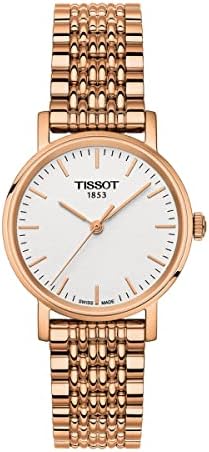 Tissot womens Tissot Everytime Small 316L stainless steel case with rose gold PVD coating Quartz Watch, Grey, Stainless steel, 15 (T1092103303100)