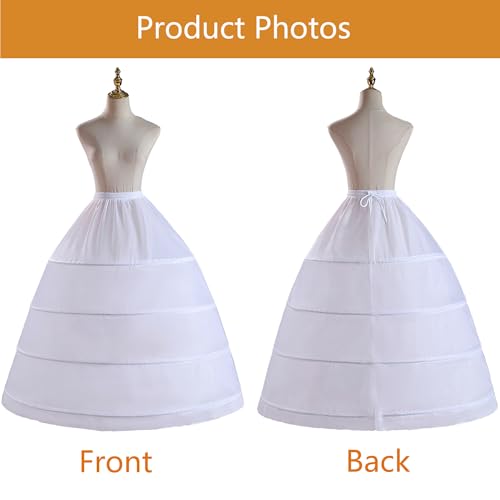 Image of Women's Petticoat Crinoline 4 Hoop Underskirt A-Line Floor Length Wedding Ball Gown Skirt Slips Bridal Dress Petticoats