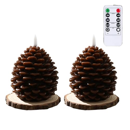 Velas LED navideñas tipo piña para centros de mesa de comedor
