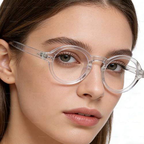 Image of Round Black Glasses for Men Women Thick Circle Blue Light Glasses Hippie Costume Eyewear