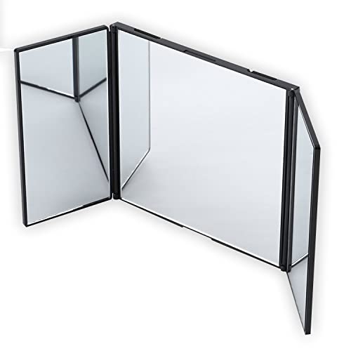 ZONETECH Car Folding Visor Vanity Mirror- Makeup Travel-Cosmetic Tri -Fold Universal Auto Mirror