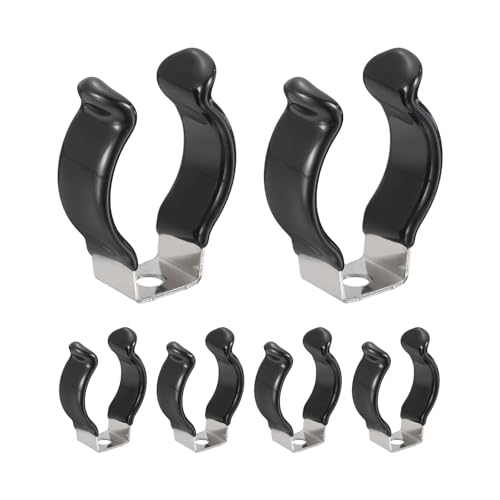 Image of sourcing map 6Pcs T8 U Clips Holder Bracket, 304 Stainless Steel LED Fluorescent Tube Clip, Lamp Support Pipe Clamps for 20mm 25/32" Light Bulb Tube Rod Mounting Accessories, 36mm H, Black