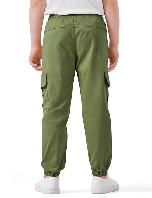 Boys Cargo Pants Kids Stretch Hiking Pants Elastic Waist Lightweight Joggers2
