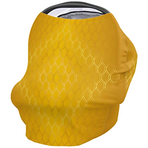 Nursing Cover for Breastfeeding Scarf, Yellow Gradient Geometric Abstract Art Baby Car Covers Super Soft Multi Use for Canopy Shopping Cart Cover Blanket Stroller Cover