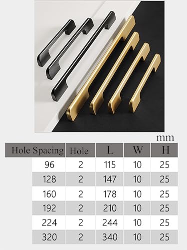 Confezione da 12 maniglie nere per armadietti, foro centrale da 224 mm, maniglie moderne per armadi da cucina, cassettiere, porte da fienile, armadi, facili da installare