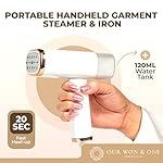 Travel Essentials : Steamer for Clothes - Home or Travel Steamer & Iron, White with Rose Gold Accents, 1000W Steam, Fast Heat Up, Removes Wrinkles in Seconds, a must-add to Travel Accessories - Image 2