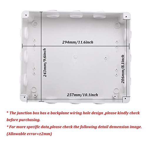 Awclub Abs Plastic Dustproof Waterproof Ip65 Junction Box Universal Electrical Project Enclosure White 11.8"X9.8"X4.7"(300Mmx250Mmx120Mm) #TOP4