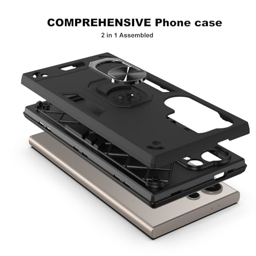 Image of NDCOM for S24 Ultra Cover | Premium Samsung S24 Ultra 5G Mobile Cover | S24 Ultra Case | Ring Holder Case Black