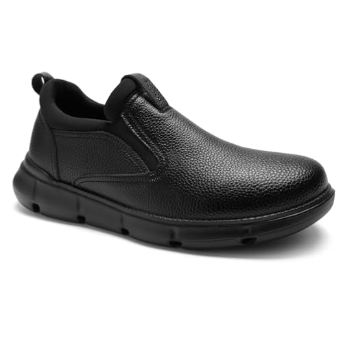 Men's Orthopedic Wide Leather Dress Shoes: Arch Support Plantar Fasciitis Orthotic Casual House Slip On Loafers, Comfortable High Arch Work Business Walking Oxford for Foot Heel Pain Relief
