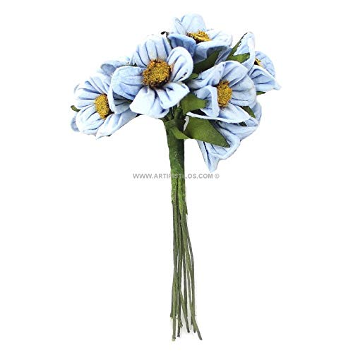 10 Paper Flowers Bundle - Diámetro Flor: 2,2 Cms, Blue - Miniflowers
