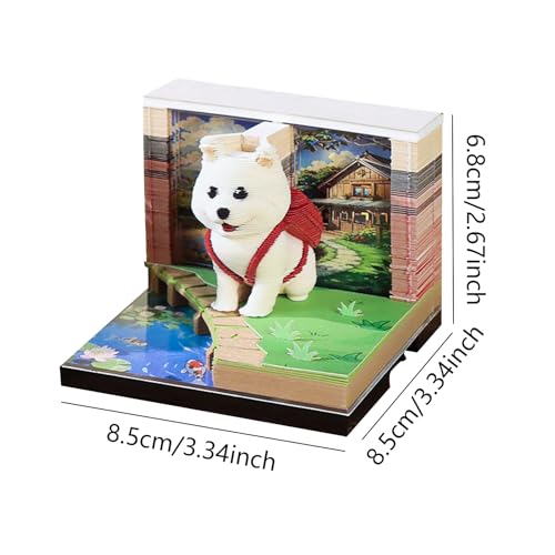 Calendario de escritorio 3D de perro que elimina el desorden decorando con escultura de papel 5