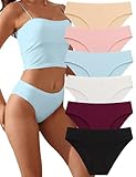 WAYIQE Women's Seamless Underwear, No Show Stretchy Bikini Panties, Ladies Breathable High-waisted underwear, Size S, Multicolor, 6-Pack
