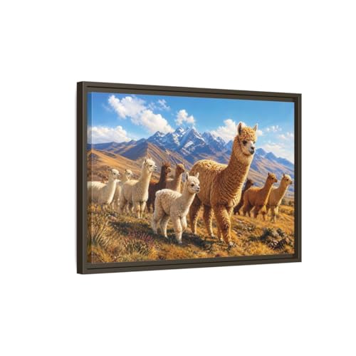 Tableau Alpagas sur Toile Encadrée 60x40cm | Décoration Murale Nature pour Salon