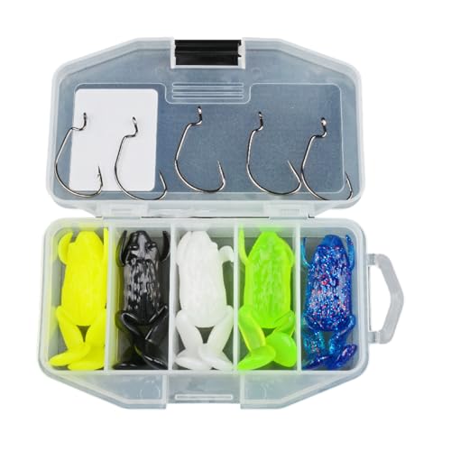 THINCAN Cebo de pesca con gancho Topwater Ranas Rizos Suave