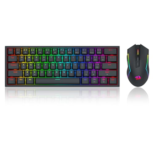 Image of Redragon S144 Gaming Keyboard & Mouse Combo, 60% K617 Tri-Mode Wireless RGB Mechanical Keyboard and 7200 DPI Wireless Gaming Mouse Bundle, Convenient Shared Dongle