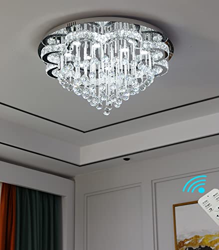 Flashing God 24inches Modern Raindrop Crystal Chandelier Contemporary Crystal Flower Ceiling Light for Living Room Bedroom Dimmable Lighting 2700k 4500k 6000k - Image 5