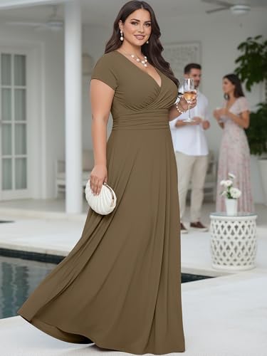 Image of KOH KOH Womens Sexy Cap Short Sleeve V-Neck Flowy Cocktail Gown