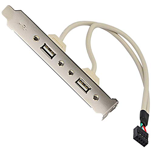 2ポート USB 2.0 PC マザーボード 背面 パネル 拡張 ブラケットからIDC 9 ピン マザーボード USBケーブル ホスト アダプタPCIブラケット用 USB2.0 x 2ポート