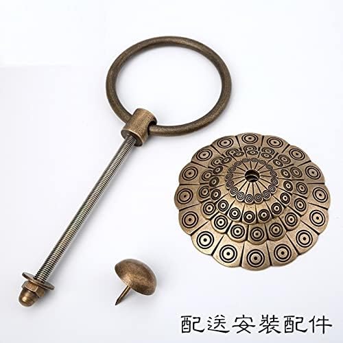 Miniatura 5 de Aldera de puerta, aldera de puerta de latón de cobre puro, manija de puerta de anillo de puerta sólida, manija de puerta de cobre antiguo (tamaño