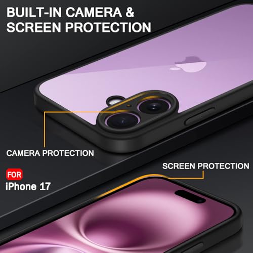Image of TheGiftKart Ultra-Hybrid Shockproof Sleek Armor Back Cover Case for iPhone 17 | 360 Protection | Crystal Clear Hard Back Cover Case for iPhone 17 (PC & TPU, Transparent Clear Back, Black Sides)