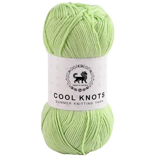 Image of NESTNHAVEN Cool Knots, Hand Knitting Yarn (1 Ball 100g) - Luxury Yarn for Crochet, Amigurumi, Embroidery, Toys, Garments, Flowers and Hobby Projects (Green)