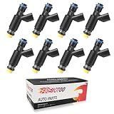 FIREMOTOO Fuel Injectors Set of 8 Compatible with Fuel Injectors Chevy Tahoe Silverado Suburban Avalanche Express 1500 GMC Yukon Sierra Savan 1500 5.3L 2002-2007 Replace 25326903 12580426 4 Holes