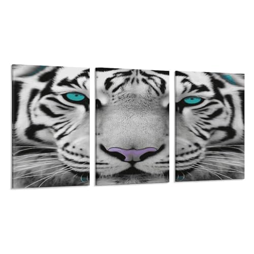 Impression sur toile tigre triptyque vertical de qualité supérieure
